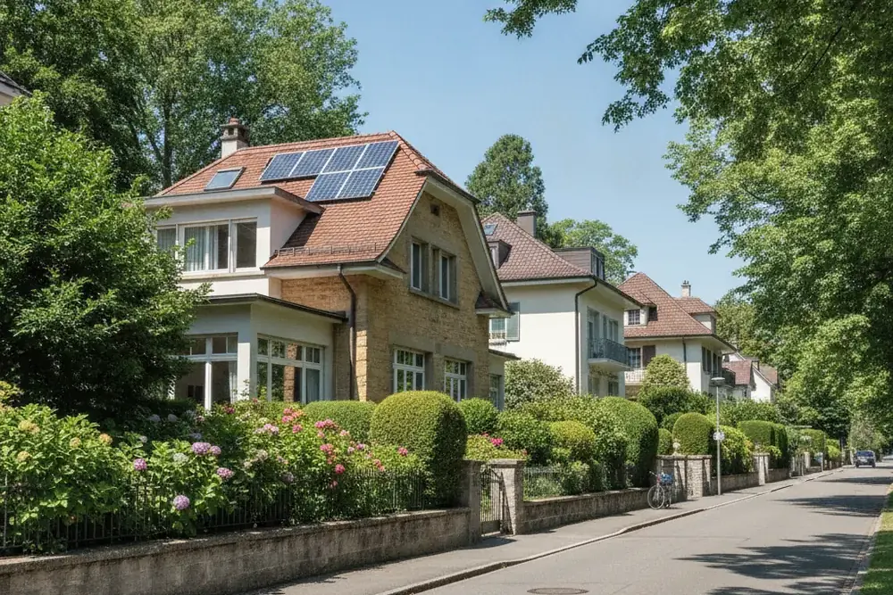 Photovoltaik-Anlage auf einem Haus in Binningen