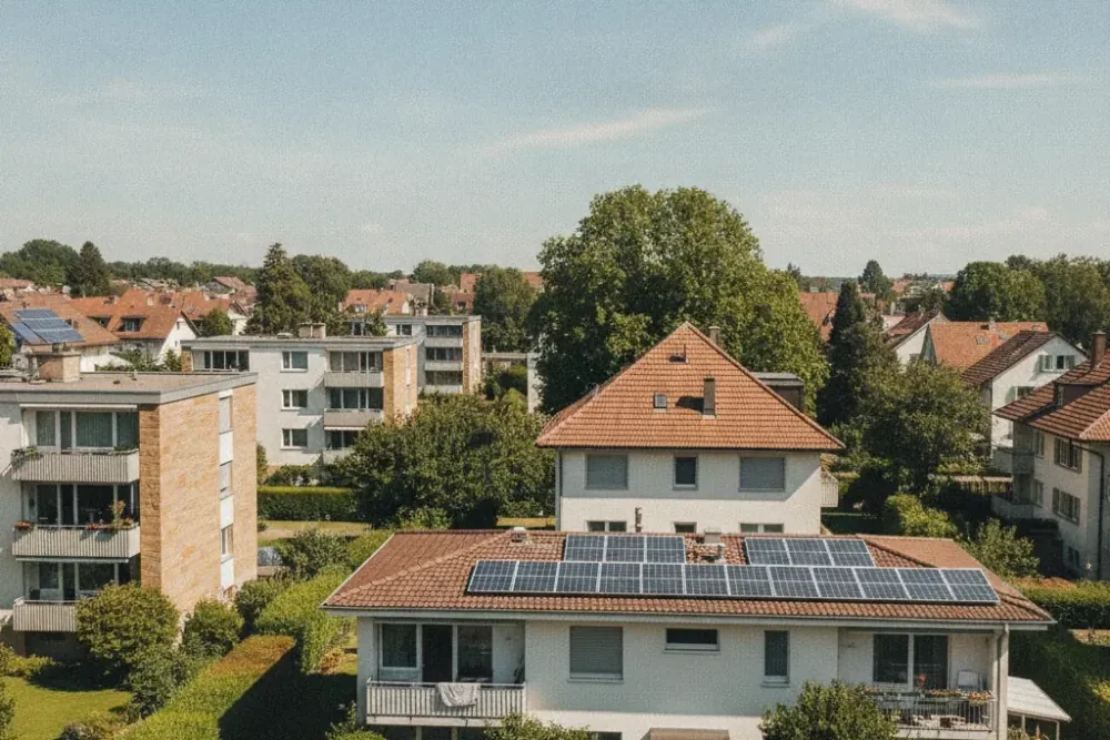 Photovoltaik-Anlage auf einem Haus in Birsfelden