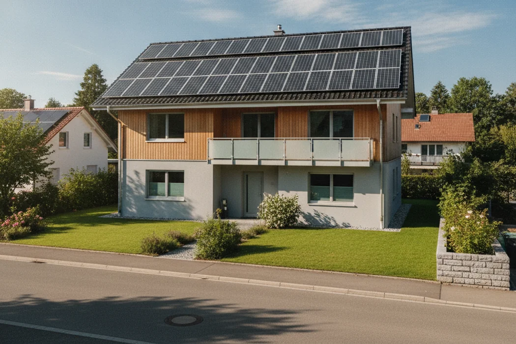 Photovoltaik-Anlage auf einem Haus in Bottmingen