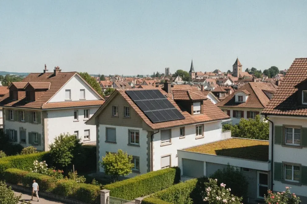 Photovoltaik-Anlage auf einem Haus in Liestal