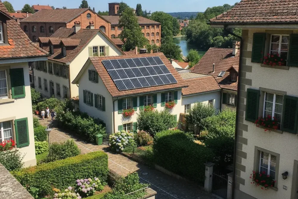 Photovoltaik-Anlage auf einem Haus in Münchenstein