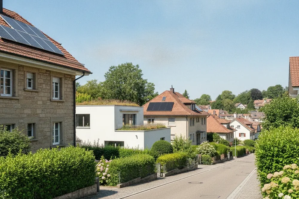 Photovoltaik-Anlage auf einem Haus in Muttenz