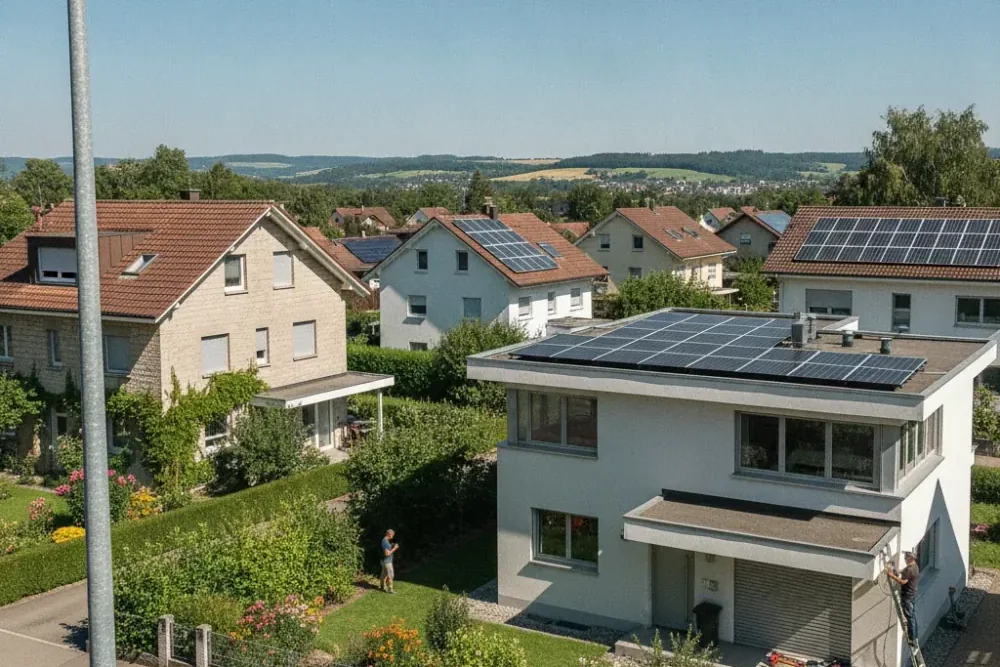 Photovoltaik-Anlage auf einem Haus in Pratteln